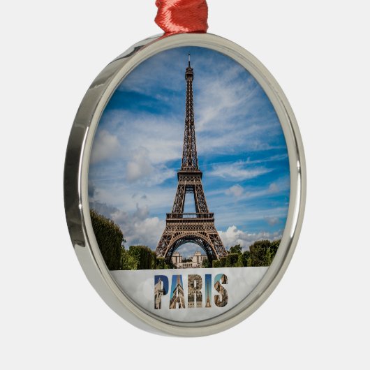 パリエッフェルタワーフランス旅行写真クリスマス メタルオーナメント (右)