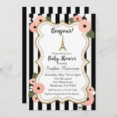 パリエッフェルタワーフローラベビーシャワー招待状 招待状 (正面/裏面)