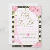 パリエッフェルタワーブラック金ゴールド誕生日招待状 招待状 (正面)