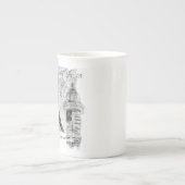 パリエッフェルタワーブラック&ホワイトコラージュフランスの ボーンチャイナマグカップ (正面)