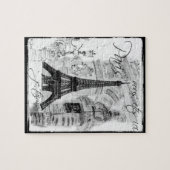 パリエッフェルタワーブラック&ホワイトコラージュ通りSc ジグソーパズル (横)