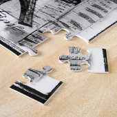 パリエッフェルタワーブラック&ホワイトコラージュ通りSc ジグソーパズル (側面)