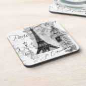 パリエッフェルタワーブラック&ホワイトコラージュ コースター (左側)