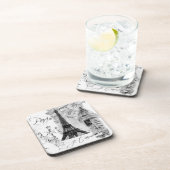 パリエッフェルタワーブラック&ホワイトコラージュ コースター (右側)