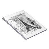 パリエッフェルタワーブラック&ホワイトコラージュ ノートブック (右側)