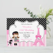 パリエッフェルタワーブルネットガールバースデーパーティー 招待状 (スタンド正面)