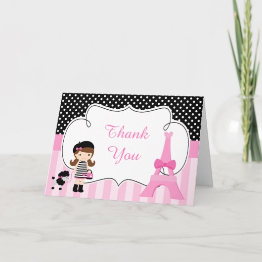 パリエッフェルタワーブルネットガール サンキューカード (正面)