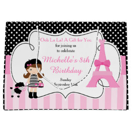 パリエッフェルタワーブルネットガール ラージペーパーバッグ