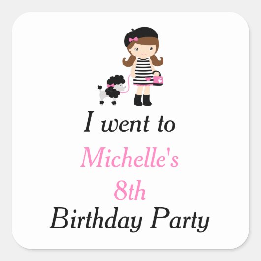 パリエッフェルタワーブルネットガール「行った」 スクエアシール (正面)