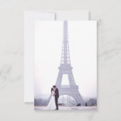 パリエッフェルタワーブルーウォーターカラー花模様結婚ズ サンキューカード (裏面)