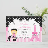 パリエッフェルタワーブロンドガールバースデーパーティー 招待状 (スタンド正面)