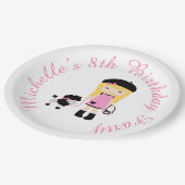 パリエッフェルタワーブロンドガール ペーパープレート (アングル)