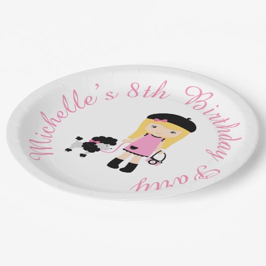 パリエッフェルタワーブロンドガール ペーパープレート (アングル)