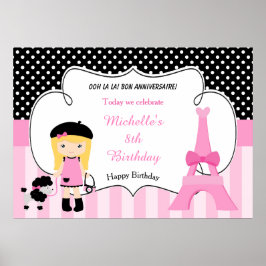 パリエッフェルタワーブロンドガール ポスター