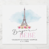 パリエッフェルタワーボンジュールベビーきらめくワインラボ スパークリングワインラベル (シングルラベル)