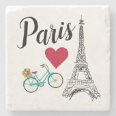 パリエッフェルタワーラブイラストレーション ストーンコースター (正面)
