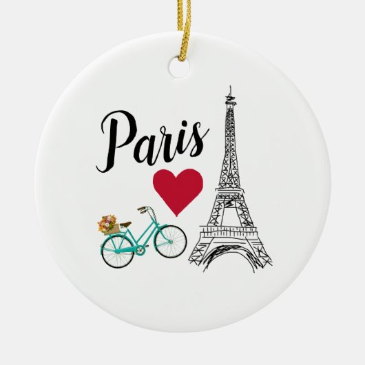 パリエッフェルタワーラブイラストレーション セラミックオーナメント (正面)