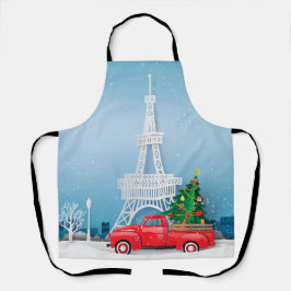 パリエッフェルタワーレッドトラッククリスマス エプロン