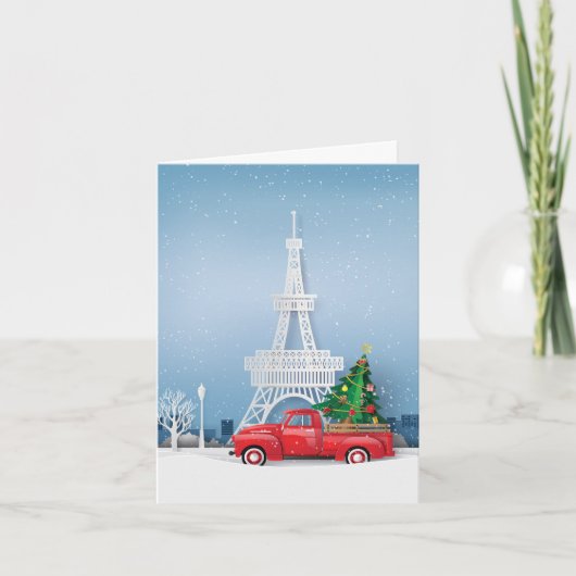 パリエッフェルタワーレッドトラッククリスマス シーズンカード (正面)