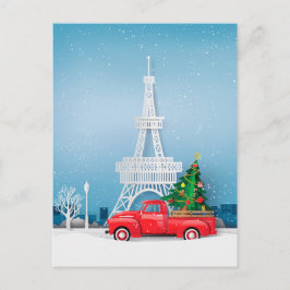パリエッフェルタワーレッドトラッククリスマス ポストカード