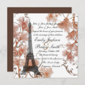 パリエッフェルタワーロマンチック結婚式招待状 招待状 (正面/裏面)