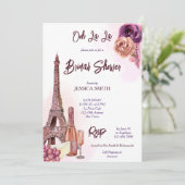 パリエッフェルタワーワインブドウ梅ブライダルシャワー 招待状 (スタンド正面)