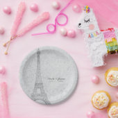 パリエッフェルタワーヴィンテージウェディング披露宴パーティー ペーパープレート (パーティー)