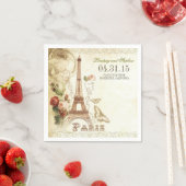 パリエッフェルタワーヴィンテージウェディング紙ナプキン スタンダードカクテルナプキン (インサイチュ)