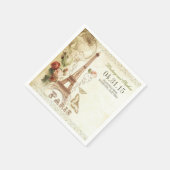 パリエッフェルタワーヴィンテージウェディング紙ナプキン スタンダードカクテルナプキン (角)