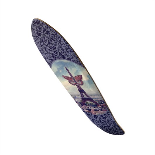 パリエッフェルタワーヴィンテージコラージュ スケートボード (正面)