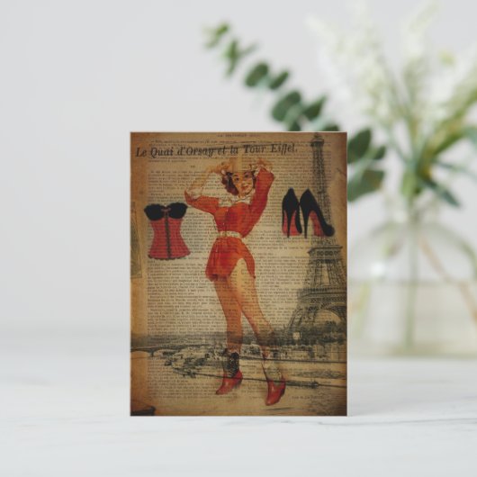 パリエッフェルタワーヴィンテージセットランジェリーパーティー ポストカード (スタンド正面)