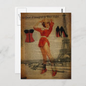 パリエッフェルタワーヴィンテージセットランジェリーパーティー ポストカード (正面/裏面)