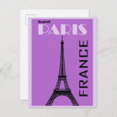 パリエッフェルタワーヴィンテージパープルトラベルポスター ポストカード (正面/裏面)