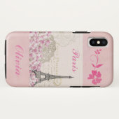 パリエッフェルタワーヴィンテージピンクの花の名前を追加 Case-Mate iPhoneケース (裏面(横))