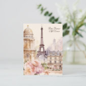 パリエッフェルタワーヴィンテージ水彩旅行 ポストカード (スタンド正面)