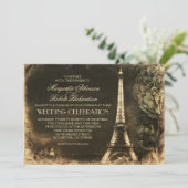 パリエッフェルタワーヴィンテージ結婚式招待状 招待状 (スタンド正面)