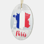 パリエッフェルタワー国旗の地図クリスマス セラミックオーナメント (左)