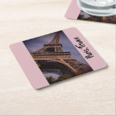 パリエッフェルタワー有名なランドマーク写真 スクエアペーパーコースター (アングル)