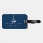 パリエッフェルタワー水彩フローラミスター結婚ズ ラゲッジタグ (裏面横)