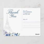 パリエッフェルタワー水彩フローラ結婚の写真 ポストカード (裏面)