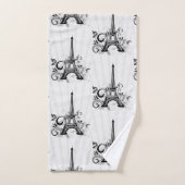 パリエッフェルタワー白黒フローリエレガントッシュ バスタオルセット (ハンドタオル)