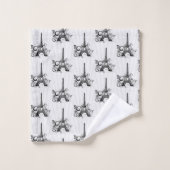 パリエッフェルタワー白黒フローリエレガントッシュ バスタオルセット (ウォッシュタオル)