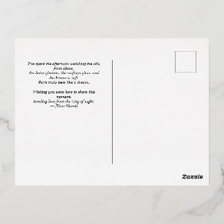 パリエッフェルタワー葉書とゴールドフォイル – Elega 箔シーズンポストカード