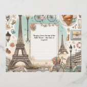 パリエッフェルタワー葉書とゴールドフォイル – Elega 箔シーズンポストカード (正面)