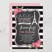 パリエッフェルタワー誕生日パーティーの招待状 招待状 (正面/裏面)