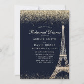 パリエッフェルタワー金ゴールドスパークルリハーサル 招待状 (正面)