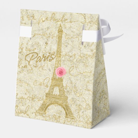 パリエッフェルタワー金ゴールド&ピンクエレガントお願い フェイバーボックス (裏面サイド)