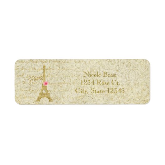 パリエッフェルタワー金ゴールド&ピンクシエレガントック ラベル (正面)