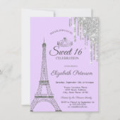 パリエッフェルタワー、ドリップス、ライトパープルスイート16 招待状 (正面)