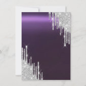 パリエッフェルタワー、ドリップ、紫メタリックスイート16 招待状 (裏面)